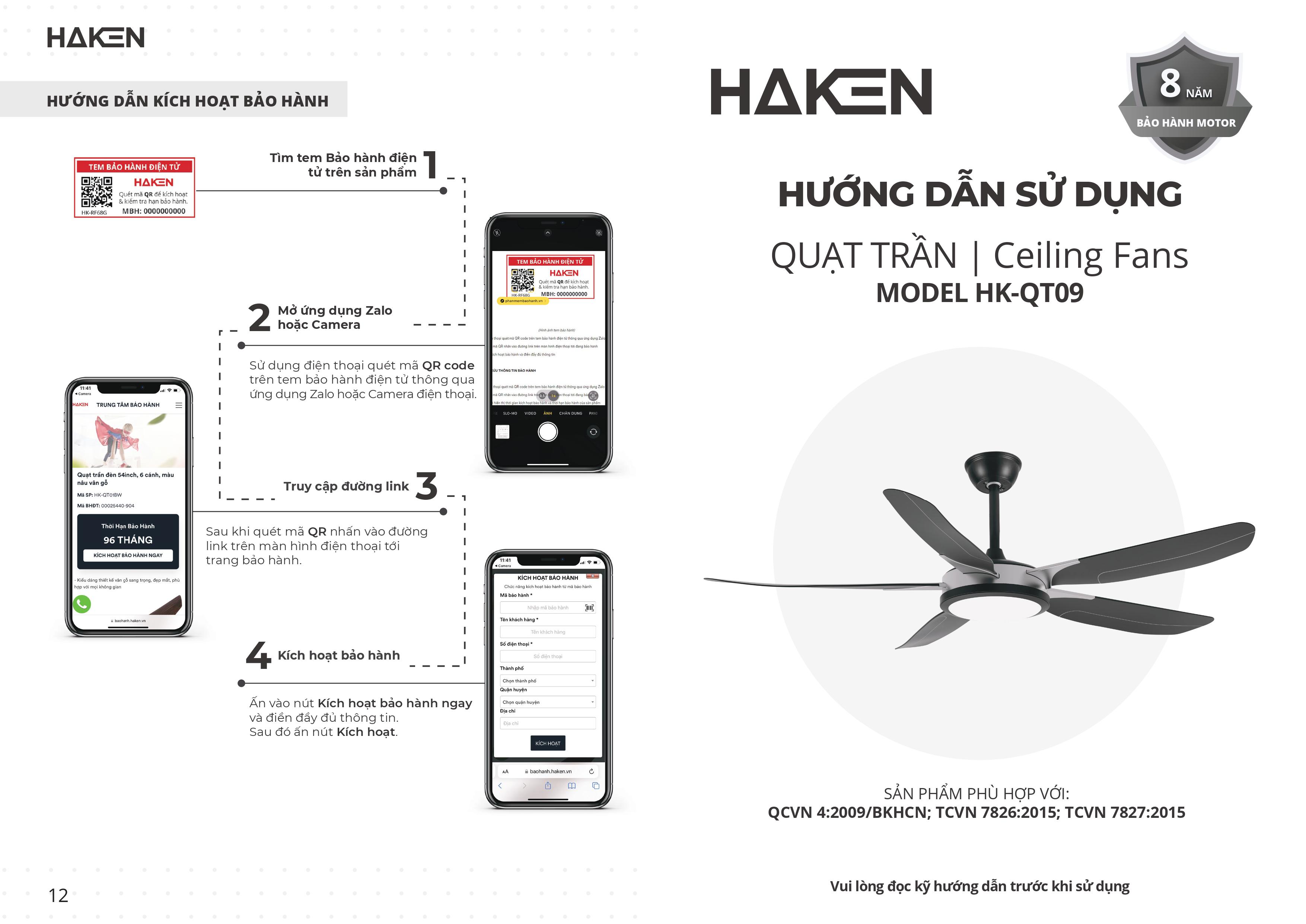 Hướng dẫn lắp đặt quạt trần QT09