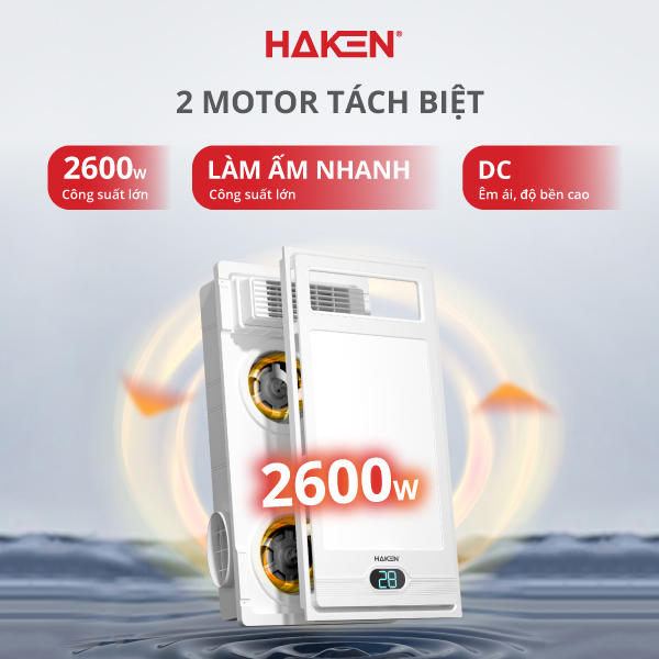 Đèn Sưởi Âm Trần 5 Trong 1 HAKEN HK-QS06: Đỉnh Cao Công Nghệ Sưởi Ấm 2600W