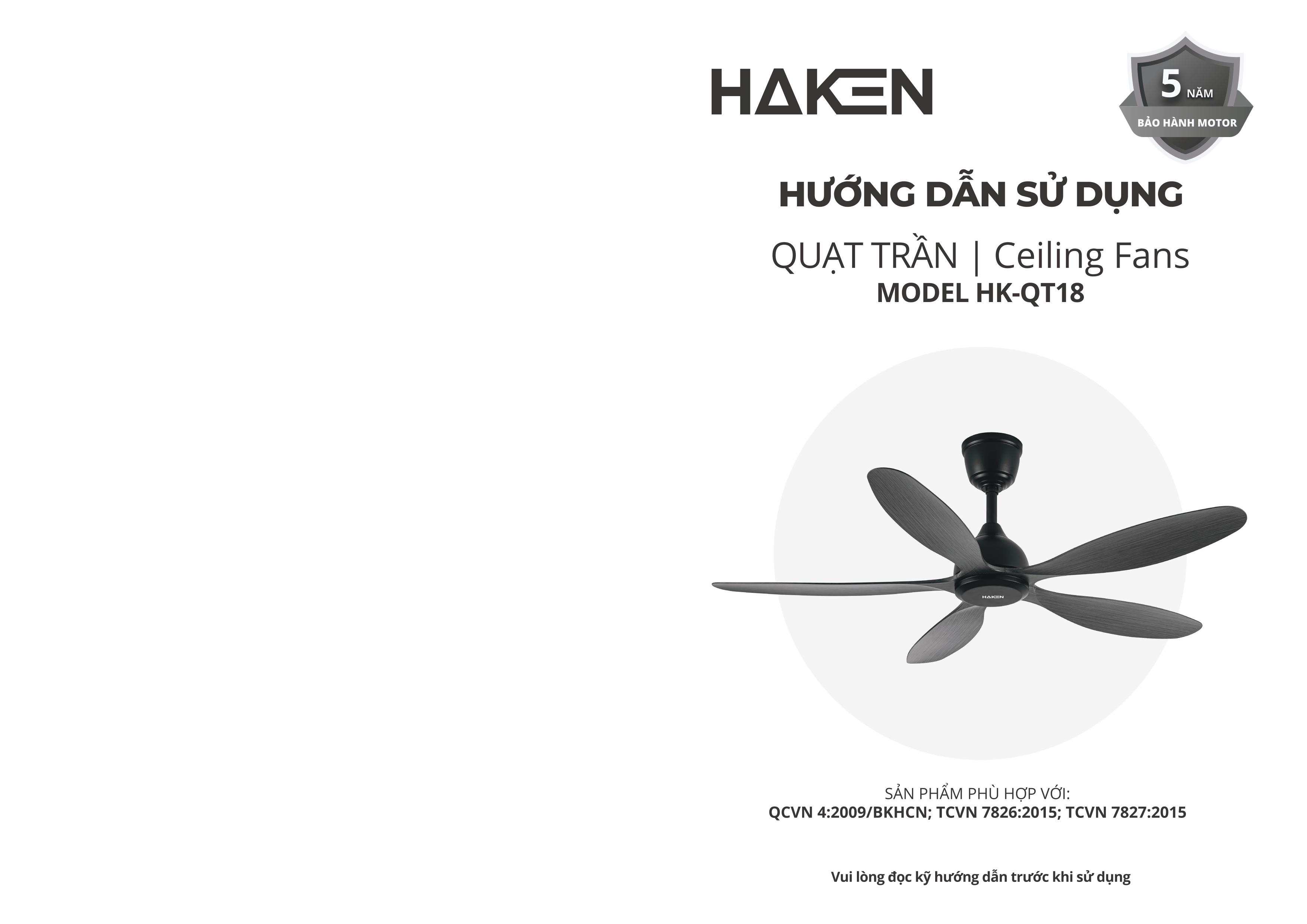 Hướng dẫn lắp đặt quạt trần QT018