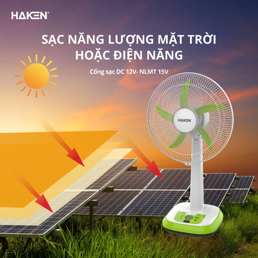 Quạt tích điện HAKEN RF68 giải pháp làm mát bền bỉ tiết kiệm cho mọi gia đình