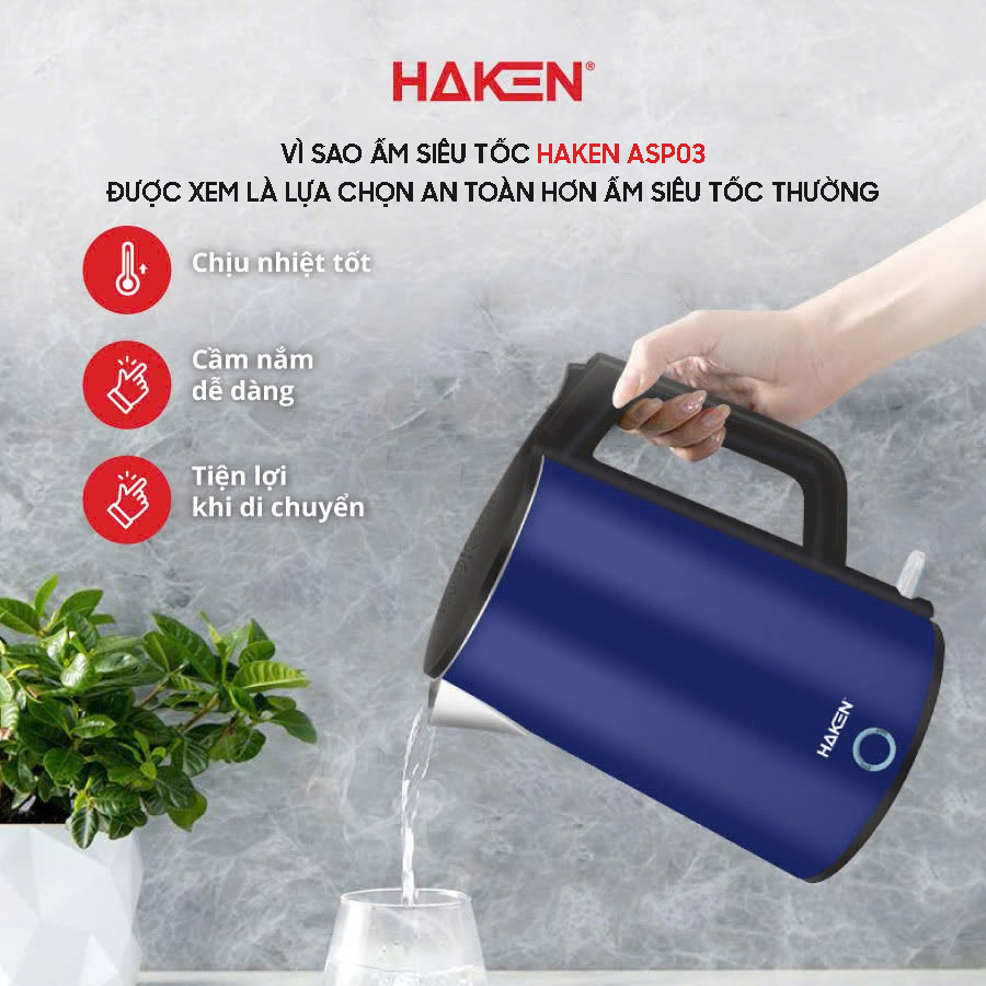 Vì sao Ấm siêu tốc HAKEN ASP03 được xem là lựa chọn an toàn hơn ấm siêu tốc thường